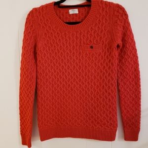 Wallace by Madewell Sweater Size XS Wool Alpaca Red Cable Knit Crew Acrylic LS